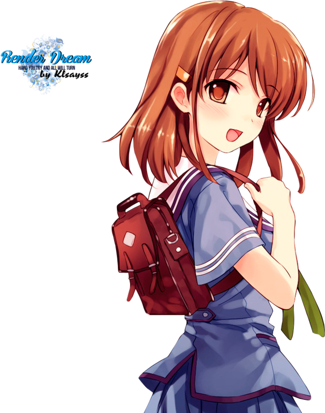 Schoolgirl By Anime Style By Klayss - Anime Red School Girl Png (824x969)