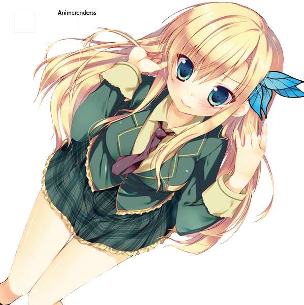 Anime Girl With Dark Teal Eyes - Uniformes Escolares Anime Verde (598x600)