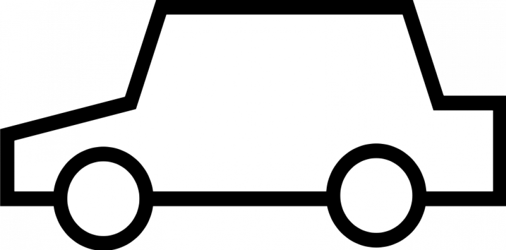 Simple Car Icon Vector Graphics - Car Outline Clipart Black And White (1010x500)