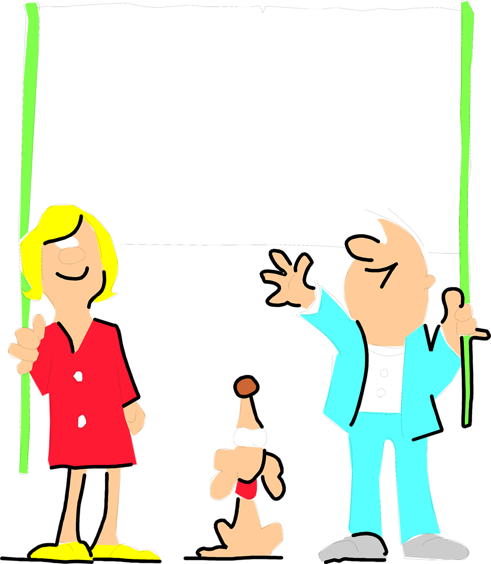 Illustration Of A Man And Woman Holding A Blank Banner - Illustration (958x1101)