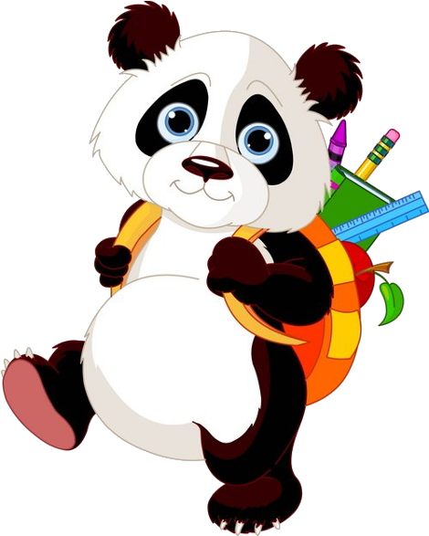Panda Bears Cartoon Animal Images Free To Download - Panda Going To School (600x600)