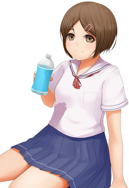 Moe, Kawaii, Cute, Women, Students, Schoolgirl - Anime School Girl Kawaii (492x720)