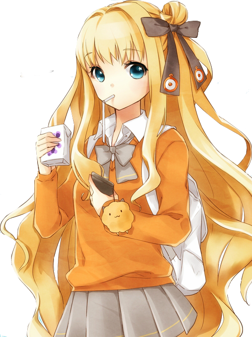 Explore Schoolgirl, Anime Girls And More - Anime Girl Tóc Vàng Mắt Xanh (500x667)