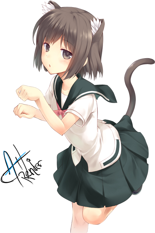 She Looks Tired - Cute Neko Girl Render (563x800)