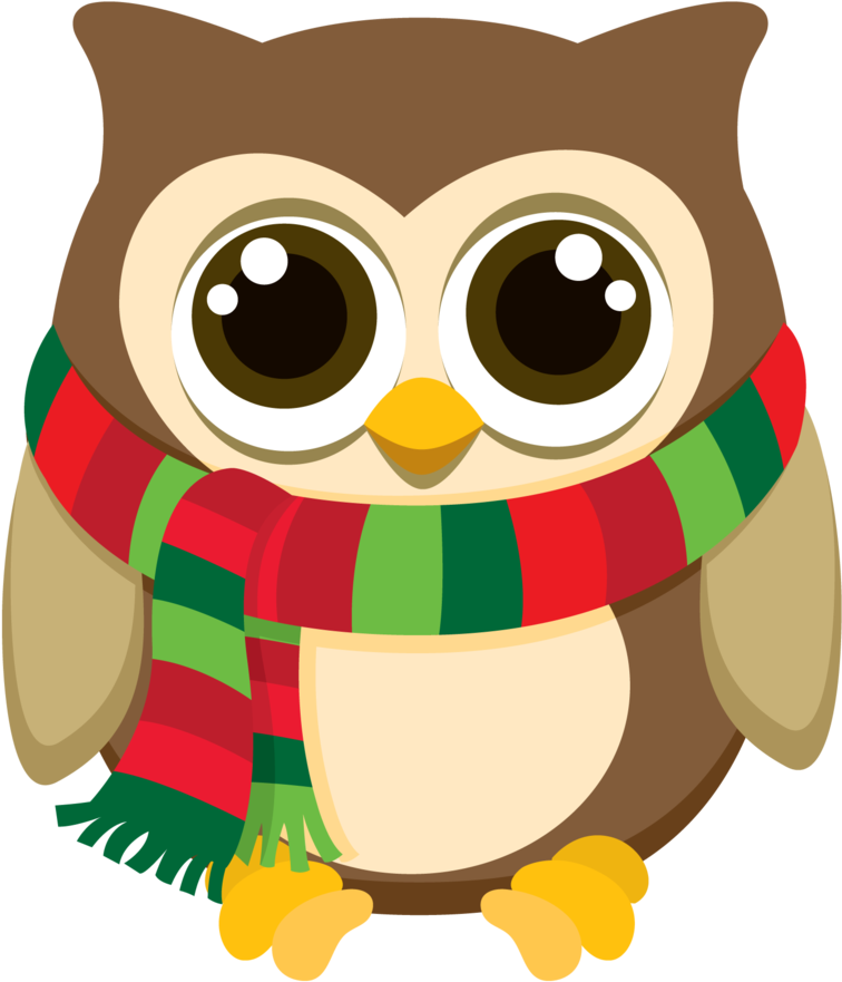 Say Hello - Christmas Owl Clipart (771x900)