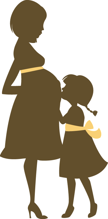 Say Hello - Pregnant Mother And Daughter Clipart (419x850)