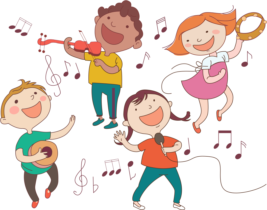 Child Musical Instrument Illustration - Niños Tocando Instrumentos Musicale (1100x1100)