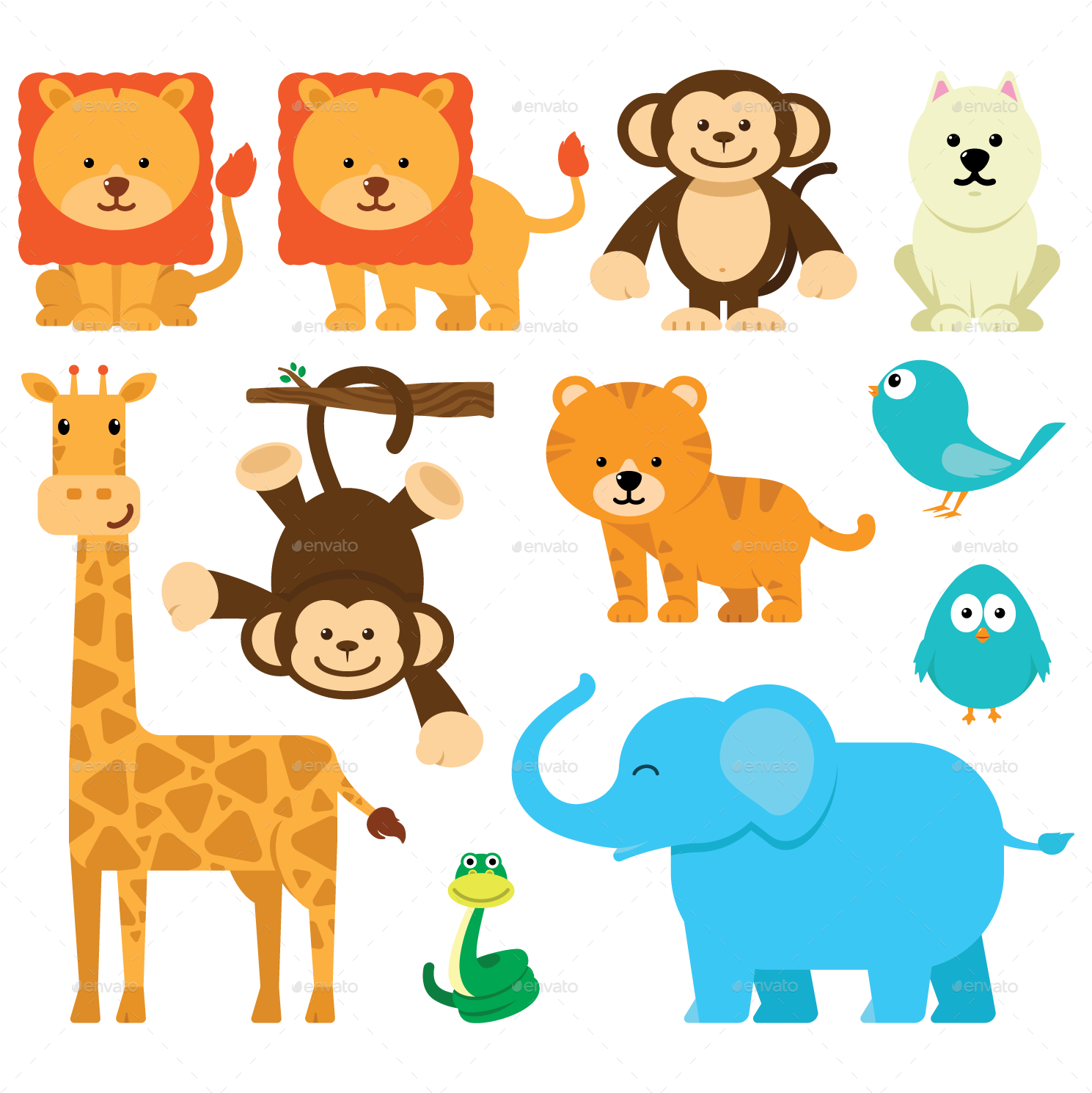 Cartoon-animal - Animals Cartoon Character Cute (1500x1500)