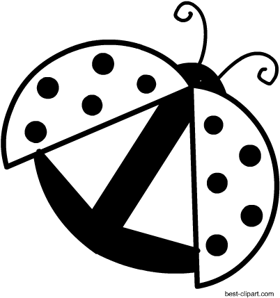 Black And White Image Of A Ladybug Ready To Fly, Free - White (450x450)