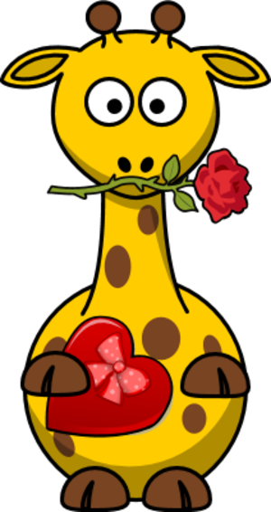 Cartoon Giraffe Clipart - Cartoon Giraffe Valentine (300x566)