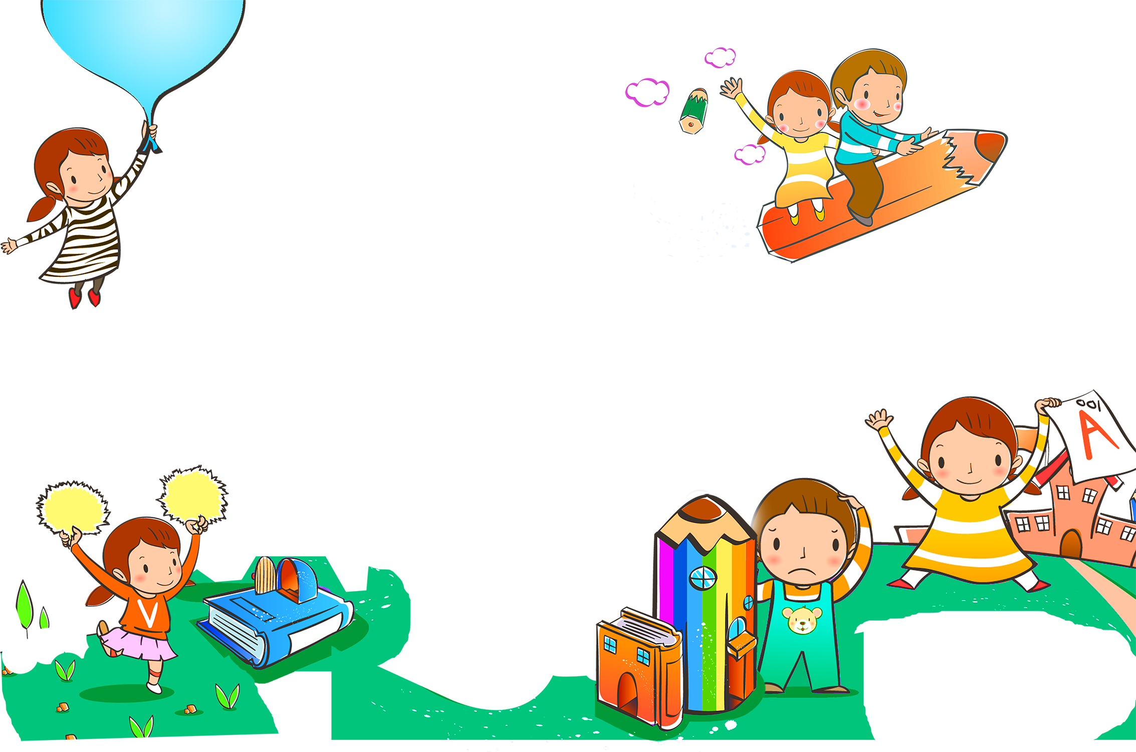 Cartoon Children Book Pencil Decoration Background - Children Background Png (2267x1500)