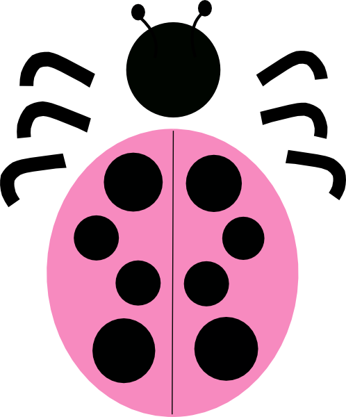 Pink And Green Ladybug Clip Art On Pink Lady Bug - Clip Art (498x600)