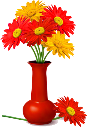 Vase Of Flowers Png Pin Cartoon Flower Vase Decorative - Png Flowers Pot (437x480)