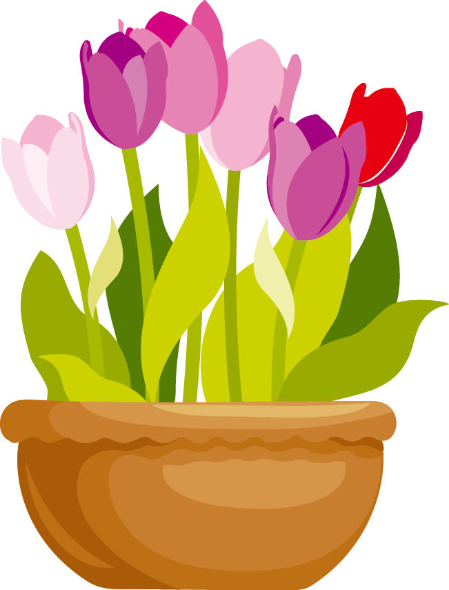 Vector Cartoon Flowers - Flower Pot Vector Png (651x855)