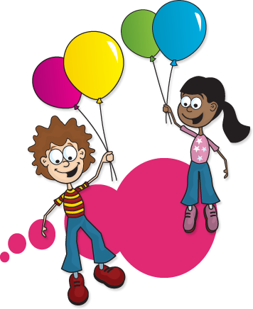 Kids With Balloons - Children With Balloons Png (356x436)