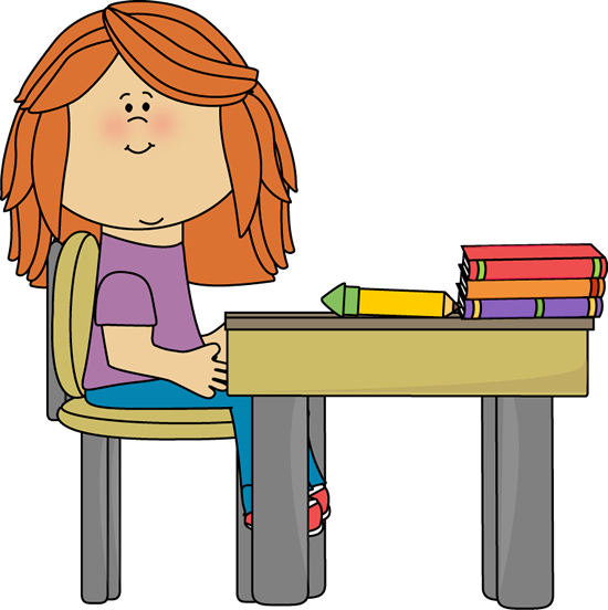 School Desk Clipart - Student At Desk Clipart (550x552)