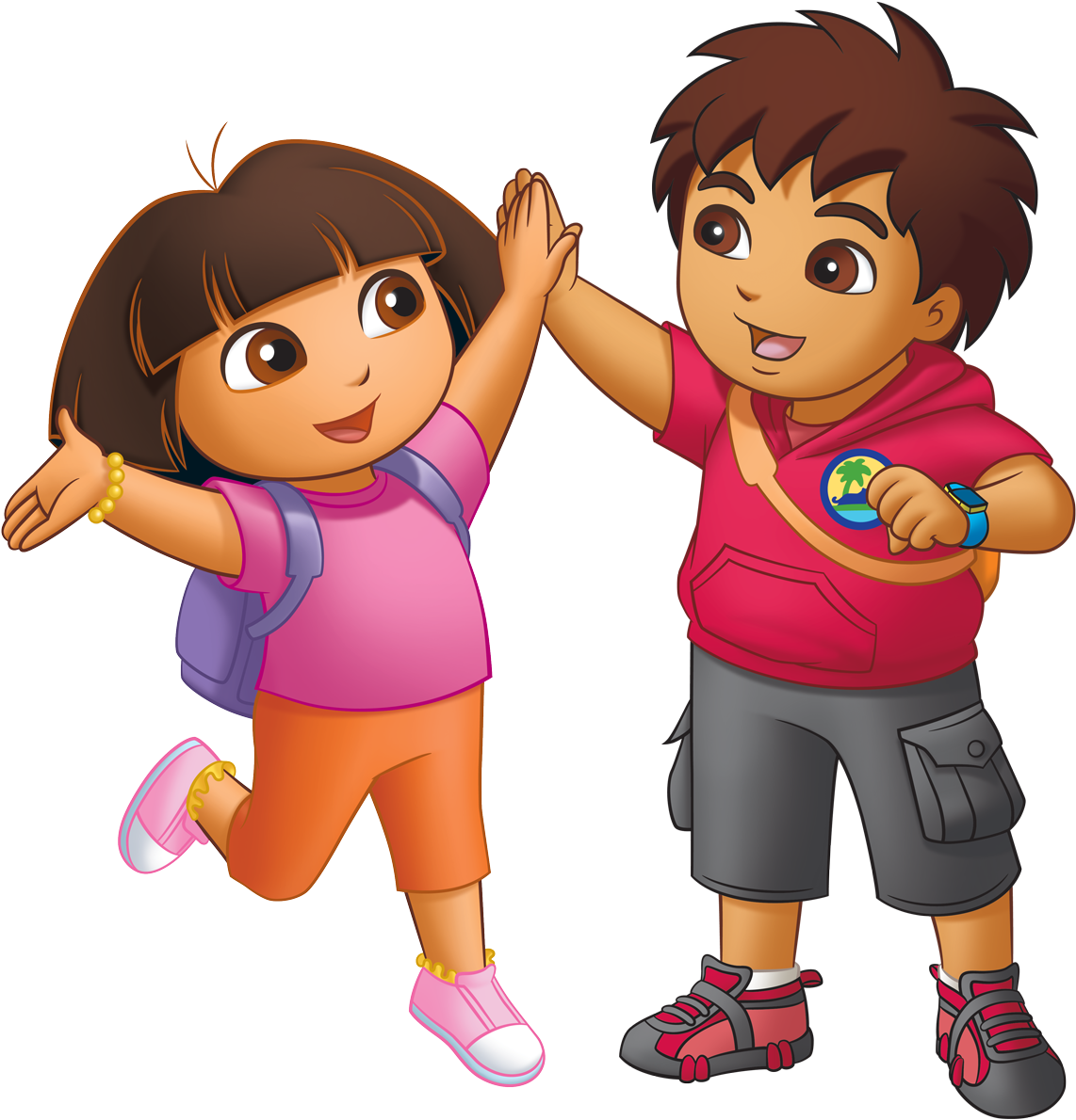 Dora Diego High-five - Dora And Diego (1302x1280)