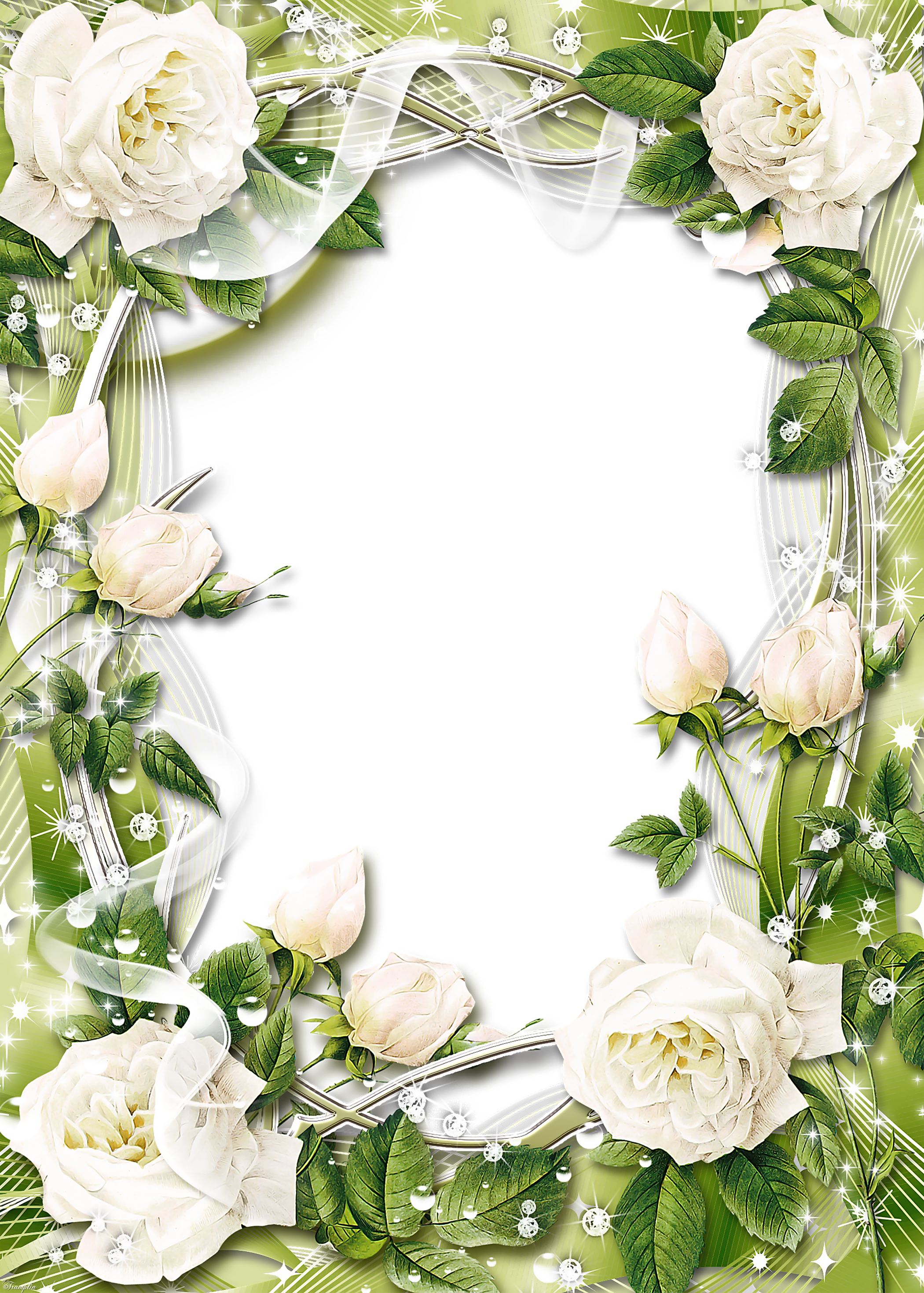 Groen Transparant Png Fotolijst Met Witte Rozen - Free White Rose Border (2100x2939)