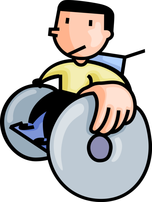 Vector Illustration Of Disabled Boy In Handicapped - Boy In Wheelchair (527x700)