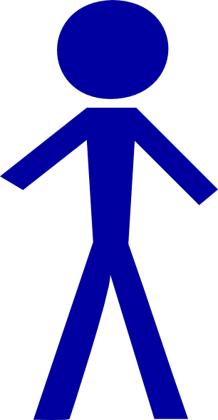 Blue Stick Man Clip Art - Portable Network Graphics (306x589)