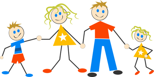 Stick Figure Family Illustration - Stick Figure Family Of 4 (500x250)