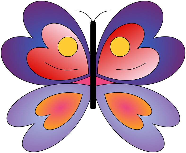 Cartoon Butterfly Clipart 17, - Butterfly Cartoon Ungu Png (896x720)