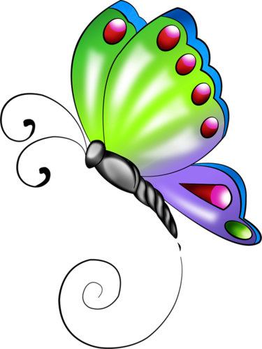 Purple Butterfly Border Clip Art - Dibujo Primavera Png (376x500)
