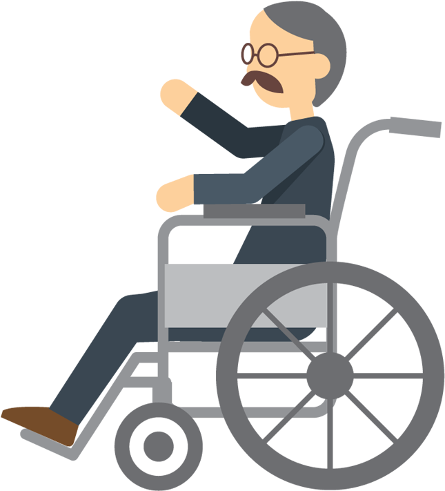A Weak Old Man In A Wheelchair Cartoon Clipart - Man In Wheelchair Cartoon (650x720)
