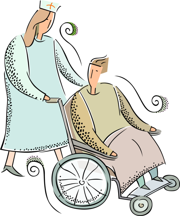 Vector Illustration Of Patient In Handicapped Or Disabled - Illustration (582x700)