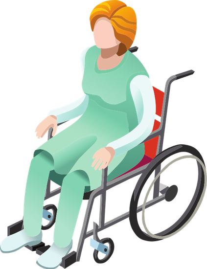 Patient On Wheelchair - Patient In Wheelchair (423x550)