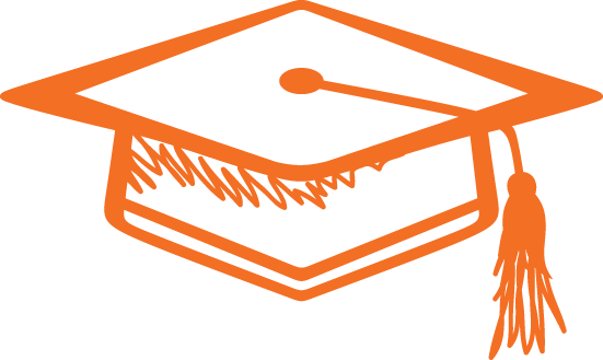 Academics Resources - Orange Graduation Cap Clipart (551x329)