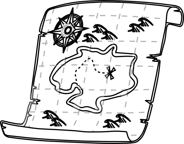 Map Clipart Black And White - Navigation Map Black And White (600x469)