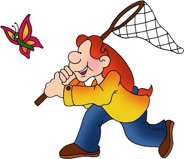 Toys And Games Clip Art By Phillip Martin, Butterfly - Butterfly Net Clipart (648x547)
