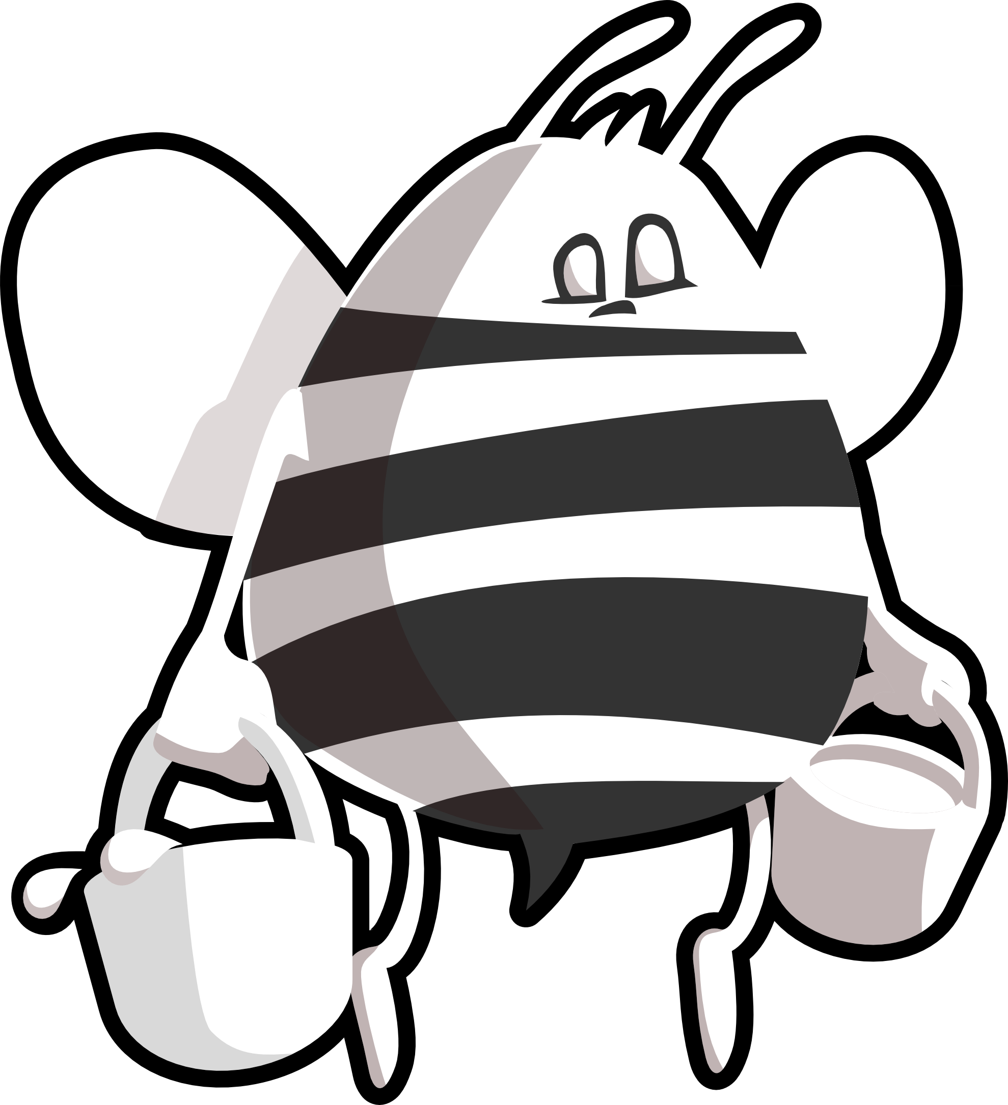 Bee Normal Black White Line Tzunghaor 1979px 291 - Bee Carrying Honey Shower Curtain (1979x2171)