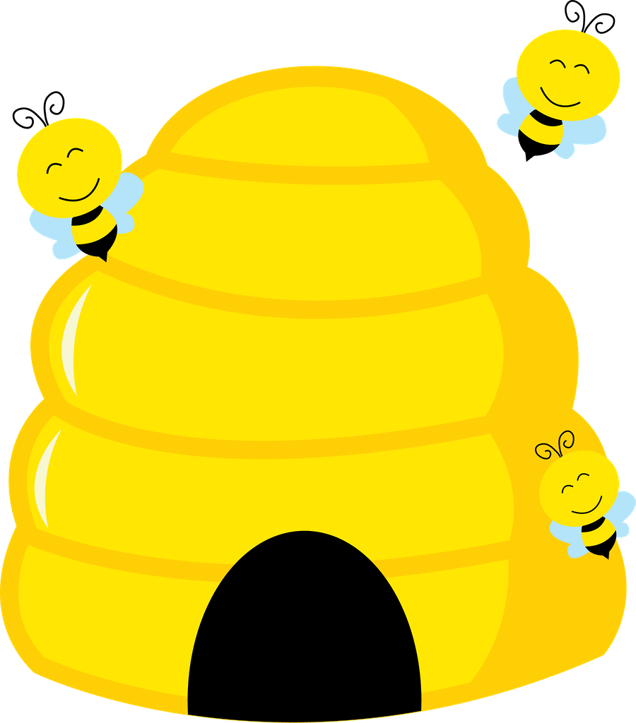 Bee Clipartbee Partyspelling - Beehive Clipart (900x1024)