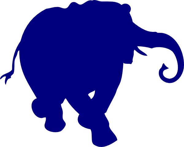 Elephant Silhouette Blue Clip Art At Clker - Elephant Silhouette (600x479)
