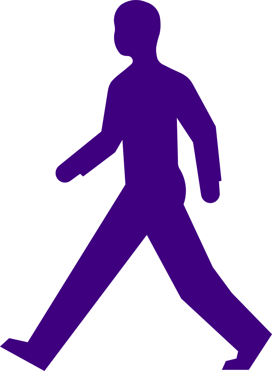 Man Walking Purple Silhouette Png Image - Pedestrian Clipart (939x1280)