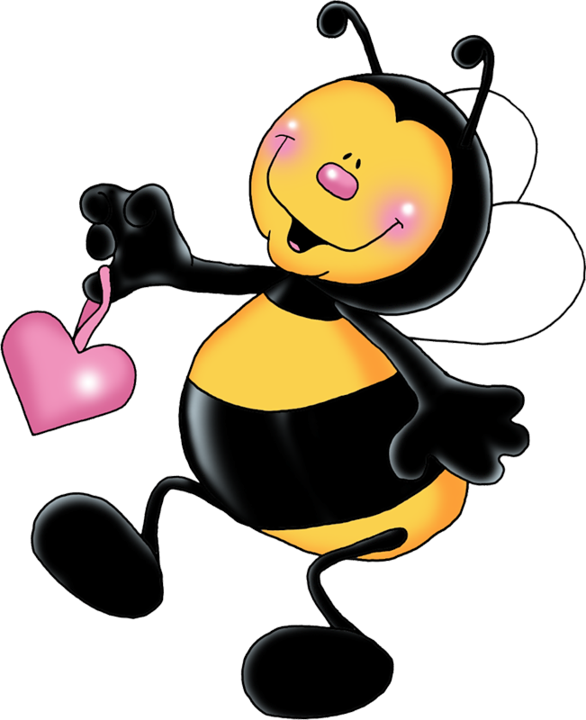 Cartoon Filii Clipart - Valentines Bee Clipart (651x800)