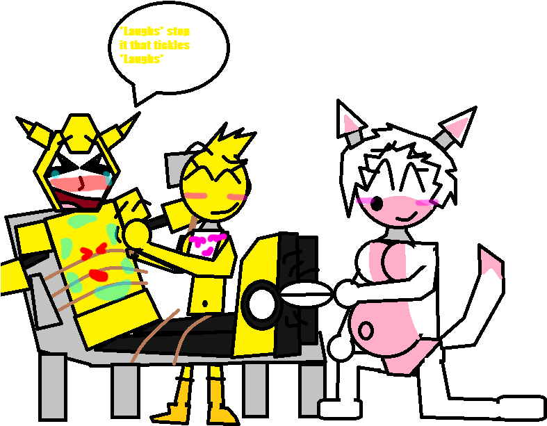 Mangle And Toy Chica Tickles Bee By G1bfan - Fnia Pregnant (862x714)