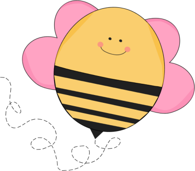 Chubby Pink Flying Bee - Bee (400x351)