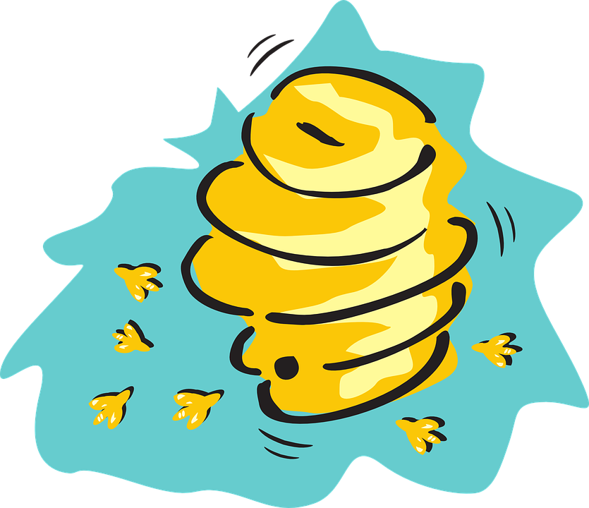 Honey, Cartoon, Bugs, Hive, Insects, Bees, Beehive - Gambar Sarang Lebah Kartun (835x720)