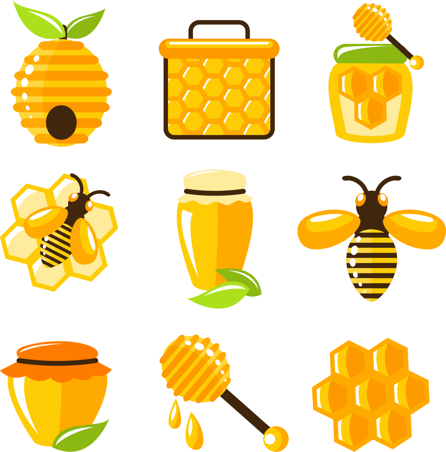 Honey Bee Beehive - Honey Hive Illustration (1447x1467)