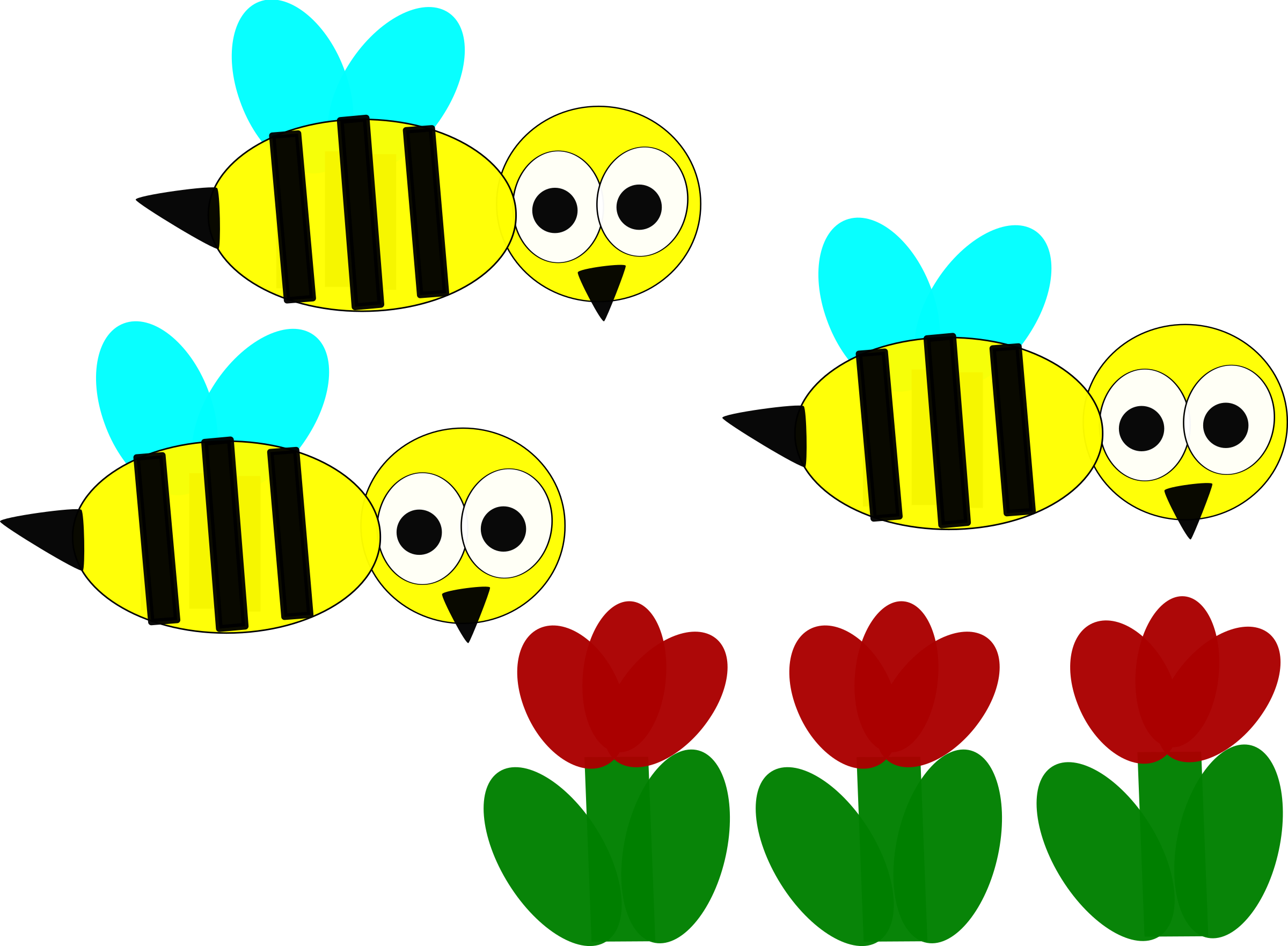 Flowers And Bees - Clip Art (2400x1763)