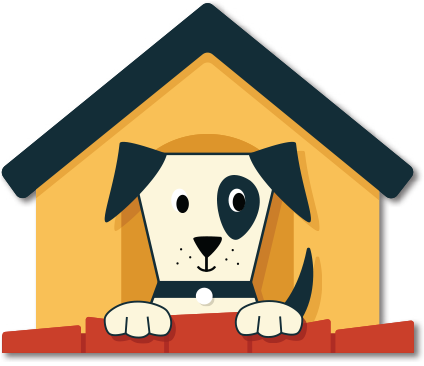 Post A Pic Of You And Your Pup On Facebook, Twitter, - Dog Inside Dog House Clipart (424x366)