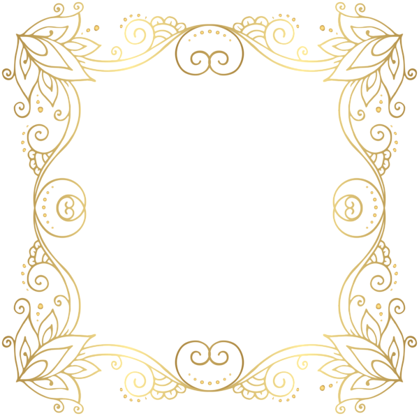 Gold Border Frame Png Clip Art Image - Curly Borders Gold Png (600x596)