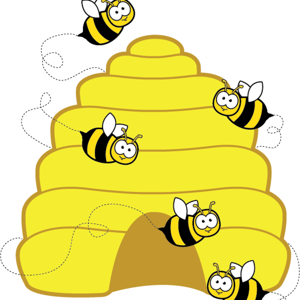 Beehive Clipart Home Free Clipart Bee Clipart Beehive - Bees In A Hive Cartoon (1024x1024)