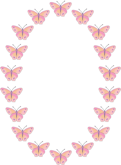 Pink Scallop Circle Frame Clip - Brush-footed Butterfly (420x600)