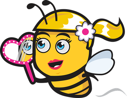 Bee Icon Logo Cartoon Beautiful Cute Prett - Female Bee (440x340)
