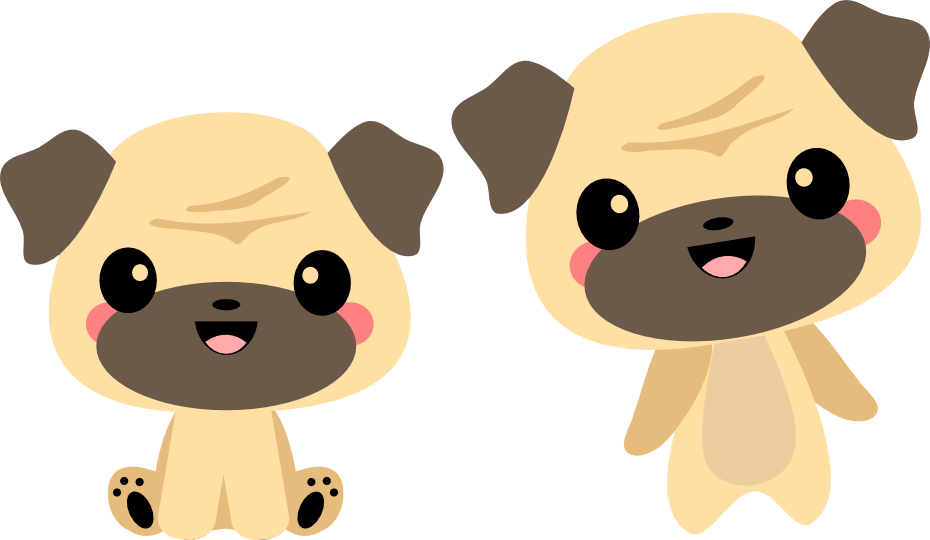 #pp-2072 Kawaii Pug - Kawaii Puppy Png (930x540)