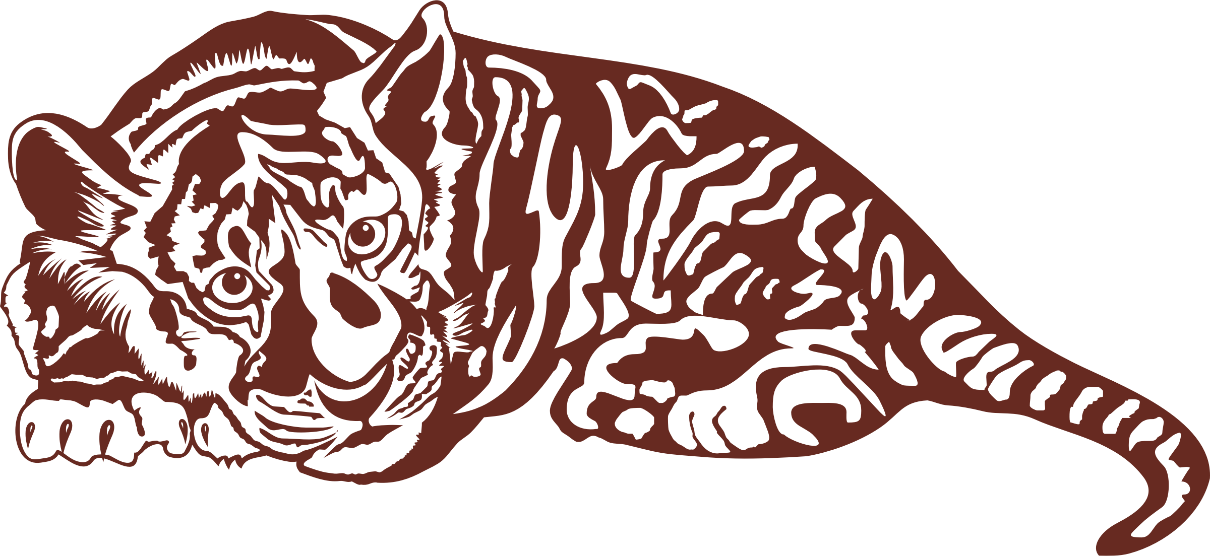 Tiger Clipart Tiger Cub - Clip Art Tiger Cub (2400x1104)